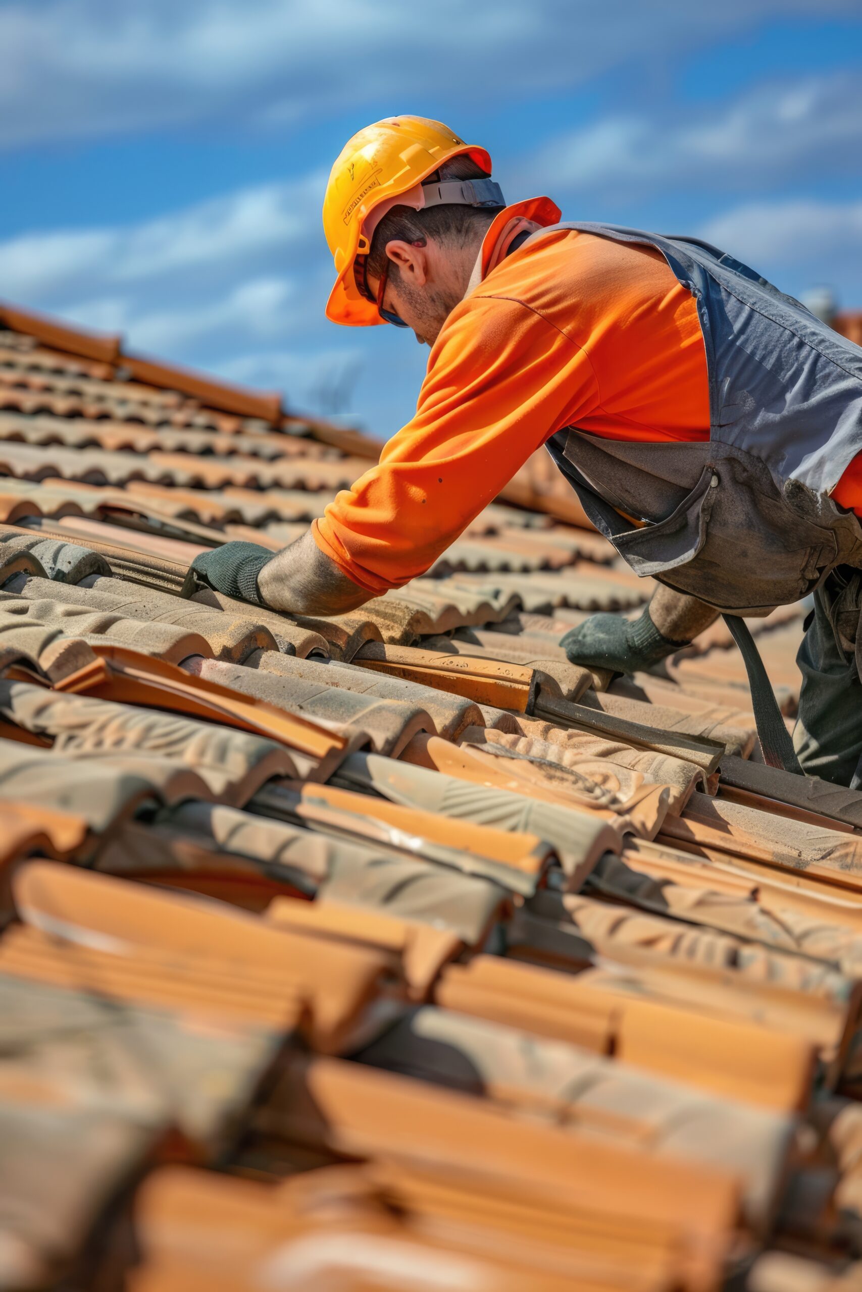 Cincinnati roof technician repairing tile and ceramic roof.